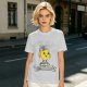 Olive green t-shirt with cheerful lemon mascot graphic and make lemonades text