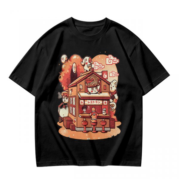 Anime Style Restaurant Scene Graphic T-Shirt Artwork