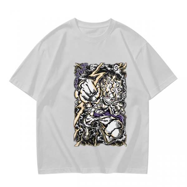 Olive Anime Graphic T-Shirt With Fist And Lightning Artwork