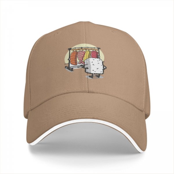 Black Baseball Cap With Funny Sushi Laundry Rack Graphic