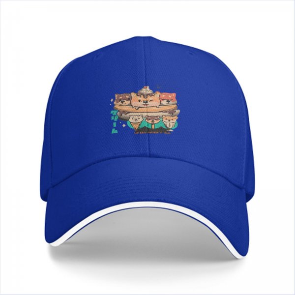 Black Baseball Cap With Cute Shiba Inu Dog Dessert Print
