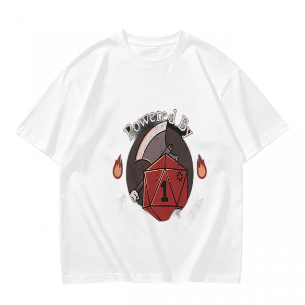 Powered By 1 D20 Dice T-Shirt For Tabletop RPG Fans