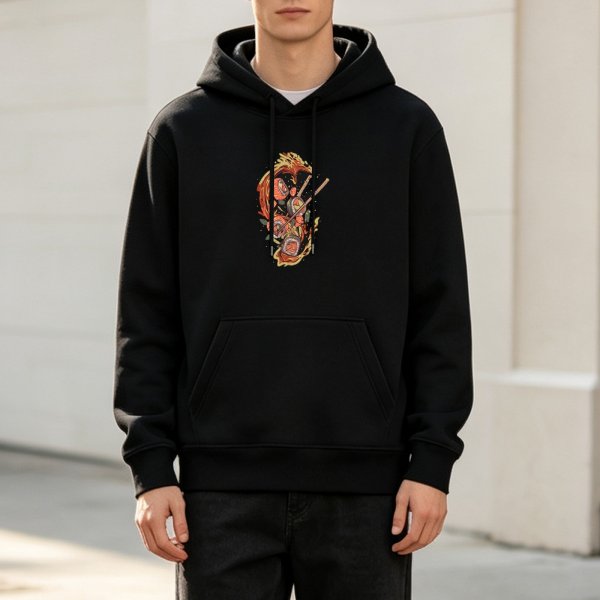 Black Hoodie With Sushi And Chopsticks Graphic Design