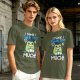 Olive t-shirt with 'I think I think too much' anxious frog print