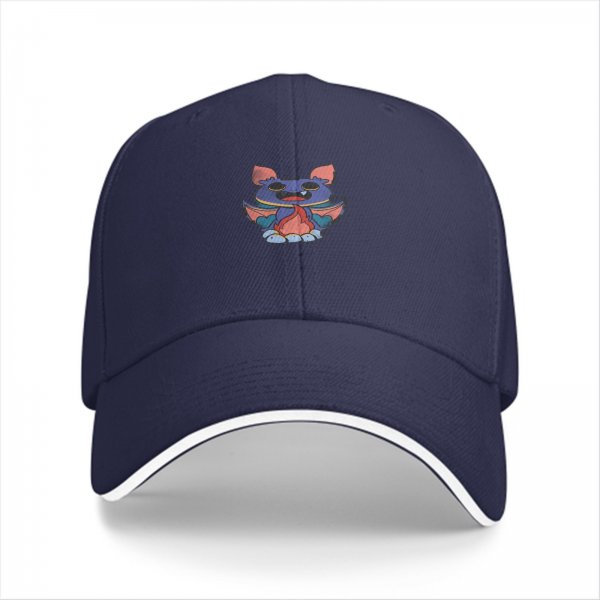 Black Baseball Cap With Cute Vampire Bat Graphic Print