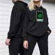 Black hoodie with green 'DISOBEY' portrait graphic print