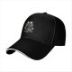 Black baseball cap with embracing skeletons and red heart print