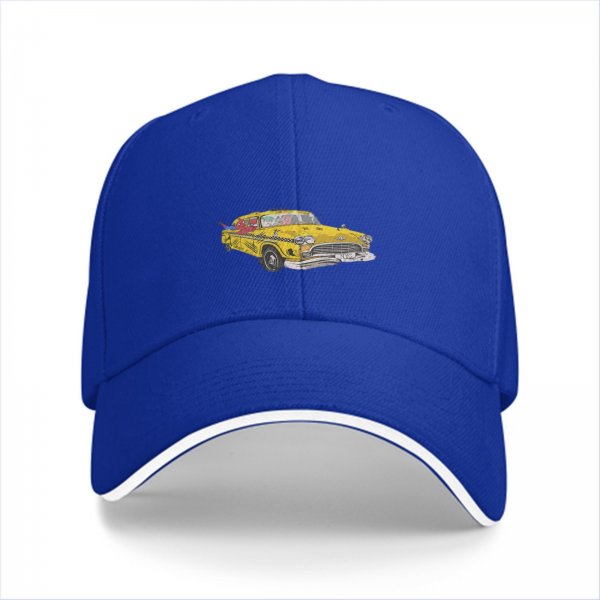 Black Baseball Cap With Vintage Yellow Taxi Print