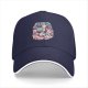 Black baseball cap with cute dinosaur chef and anime character graphic