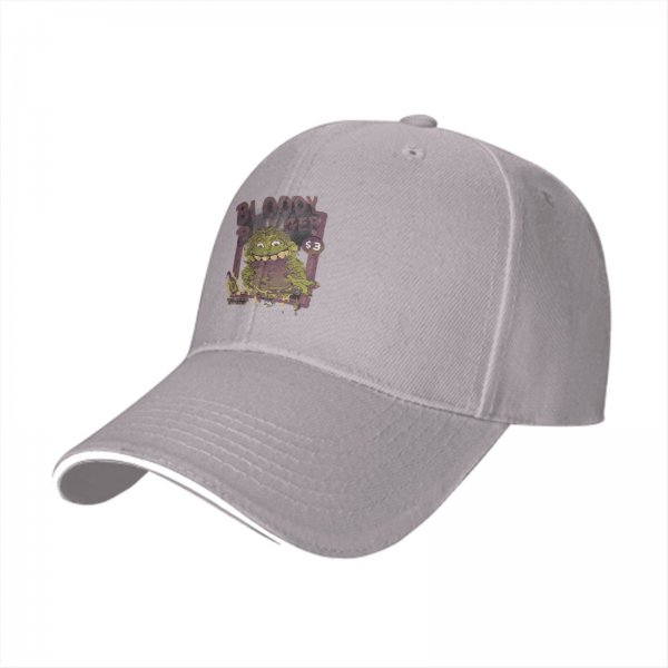 Black baseball cap with Bloody Burger monster graphic print