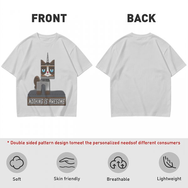 Olive T-Shirt with Grumpy Cat Lego Style 'Nothing Is Awesome' Print