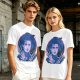 Olive T-Shirt With Neon Edward Scissorhands Portrait Print