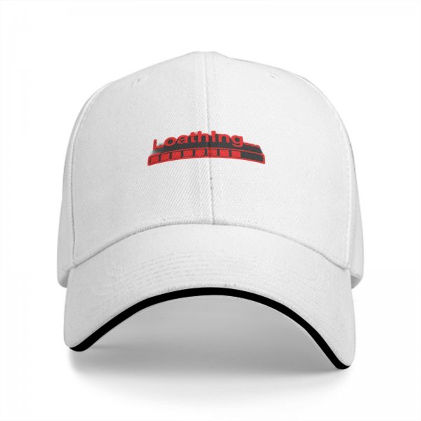 Black baseball cap with red 'Loathing...' loading bar graphic