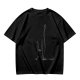 Olive Green Oversized T-Shirt With Abstract Line Art Print