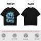 Olive T-Shirt With Playful Blue Cat Character Print