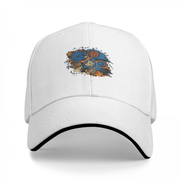 Black Baseball Cap With Fantasy Dice Splash Art Design