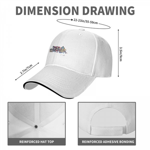 Black Baseball Cap With Cute Chibi Anime Character Group Print