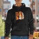 Black Hoodie With Stylized Dog Graphic Print