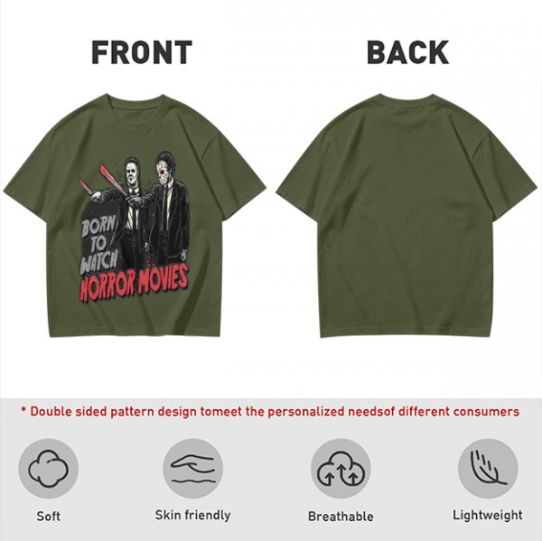 Born To Watch Horror Movies Halloween Themed Graphic T-Shirt