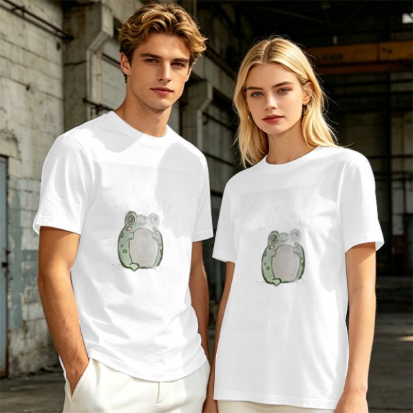 Olive Green T-Shirt With Cute Chubby Frog Graphic Print