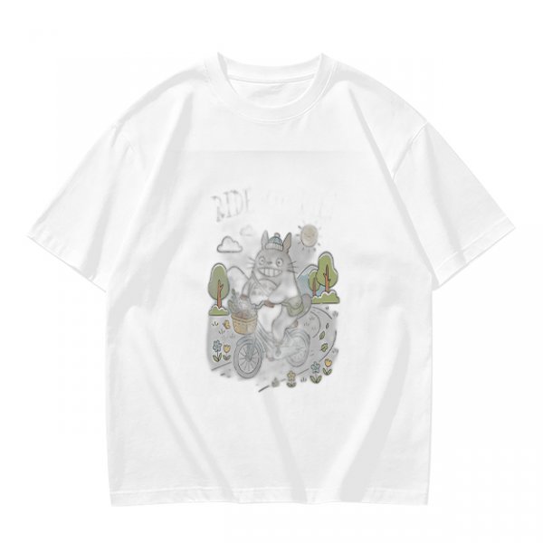 Olive Green Crewneck T-Shirt With Whimsical Graphic Print