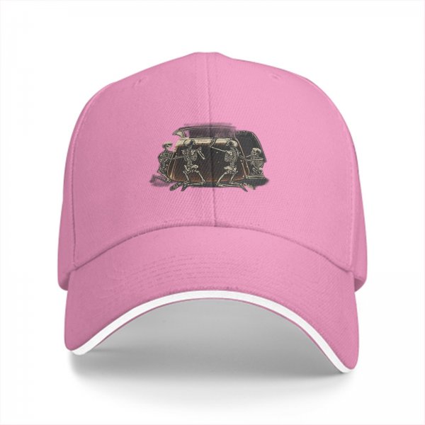 Black baseball cap with skeletons around a toaster graphic