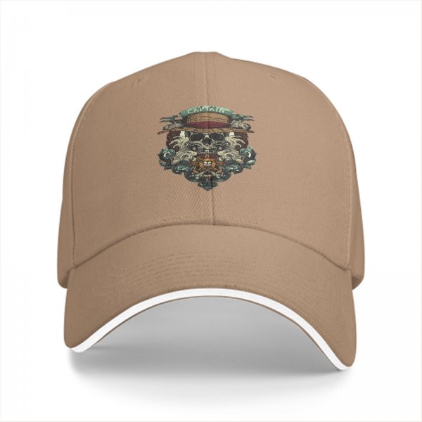 Black Baseball Cap With Pirate Skull Straw Hat Captain Art Print