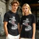 Olive graphic tee with raccoon driving car and 'Way to make bad decisions' text