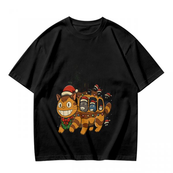 Christmas Catbus T-Shirt with Festive Spirited Away Characters
