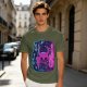 Olive Green T-Shirt With Neon Hollow Knight Character Art