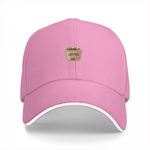 Black Baseball Cap With Coffee Cup Graphic Design