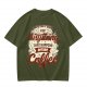 Olive t-shirt with 'I was not built for anything before coffee' print