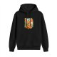 Black hoodie with citrus fruit and whimsical graphic print