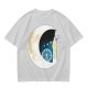 Olive T-Shirt with Crescent Moon London Skyline Flying Figures Print