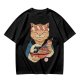 Olive T-Shirt with Japanese Ramen Chef Cat Graphic