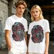 Olive T-Shirt With Dark Fantasy Skull And Monster Graphic Print