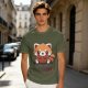 Olive T-Shirt with Cute Red Panda and I Just Don't Care Print