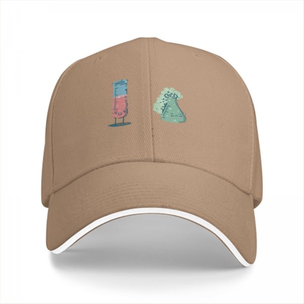 Black Baseball Cap With Cute Science Lab Beaker Print