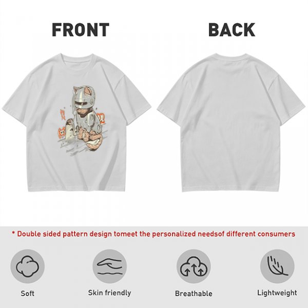 Olive Green T-Shirt With Cat In Robot Helmet Graphic Print
