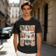 Olive T-Shirt with 9 Grid Cute Cat Illustrations Print