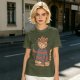 Olive T-Shirt With Freddy Krueger Themed Cat Graphic