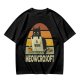 Olive t-shirt with black cat using laptop and Meowcrosoft text