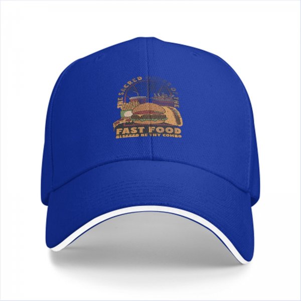 Black Baseball Cap With Sacred Fast Food Combo Graphic