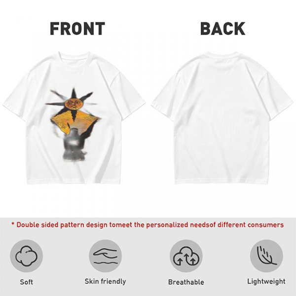 Olive Green T-Shirt With Sun And Dark Figure Graphic Print