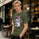 Olive t-shirt with angry gaming wolf graphic and funny apology text