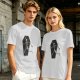 Olive t-shirt with skeleton running from starry coffin graphic