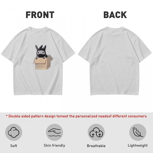 Olive Green T-Shirt With Ninja Cat In Cardboard Box Graphic