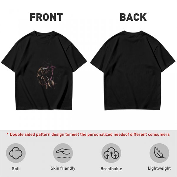 Olive green graphic t-shirt with dark fantasy creature print