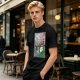Olive T-shirt with Totoro cherry blossom Japanese woodblock print