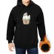 Black Hoodie With Cute Chicken In Pi Pot Graphic Print